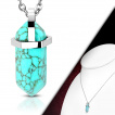 Collier femme acier  turquoise taille en hxagone