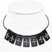 Collier gothique  bandes de cuir avec croix