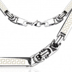Collier homme acier à cylindres rectangulaires gravés