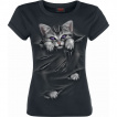 Débardeur femme avec chat gris à griffes sorties et déchirures