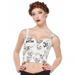 Débardeur Femme gothique-rock Voodoo Vixen blanc à cranes noirs
