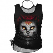 Débardeur femme maille filet à chat style catrina mexicaine