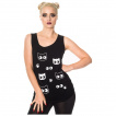 Débardeur femme rock noir à petites têtes de chats - BANNED