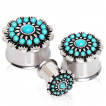 Ecarteur plug  fleur de perles de turquoise