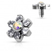 Embout fleur en acier avec cristaux pour piercing microdermal