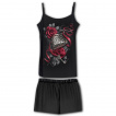 Ensemble pyjamas gothique femme 4 pièces à licorne et coeur cadenas