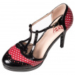 Escarpins rockabilly noirs et rouges  pois blancs - Banned