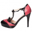 Escarpins rockabilly noirs et rouges  pois blancs - Banned