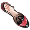 Escarpins rockabilly noirs et rouges  pois blancs - Banned