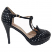 Escarpins rockabilly noirs à pois blancs - Banned