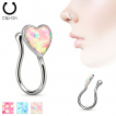 Faux piercing nez en laiton à coeur scintillant