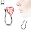 Faux piercing nez en laiton  coeur scintillant