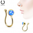 Faux piercing nez en laiton doré avec opale de synthèse