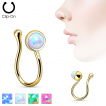 Faux piercing nez en laiton doré avec opale de synthèse