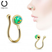 Faux piercing nez en laiton doré avec opale de synthèse