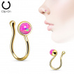 Faux piercing nez en laiton doré avec opale de synthèse