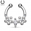 Faux piercing septum à fleurs et pierre taillée en marquise