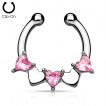 Faux piercing septum arc de coeurs avec strass