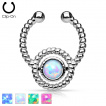 Faux piercing septum argenté style cordage avec opale synthétique