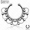 Faux piercing septum en acier  anneaux perls