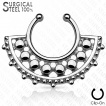 Faux piercing septum en acier à large éventail perlé
