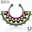 Faux piercing septum en acier à large éventail perlé