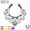 Faux piercing septum en acier  spirales style floral