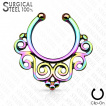 Faux piercing septum en acier  spirales style floral