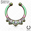 Faux piercing septum en acier  5 strass incrusts