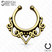 Faux piercing septum en acier style tribal  coeur ouvert et spirales