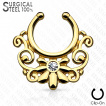 Faux piercing septum en acier style tribal  fleur et spirales