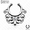 Faux piercing septum en acier style tribal  fleur et spirales