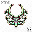 Faux piercing septum en acier style tribal  fleur et spirales