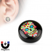 Faux plug d'oreille  crane de sucre mexicain (magntique - sans perage)