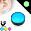 Faux plug d'oreille à pastille fluorescente (magnétique - sans perçage)