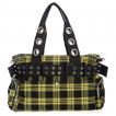 Grand sac punk-rock Tartan jaune  bandoulire perfore - Banned