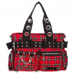 Grand sac punk-rock Tartan rouge  bandoulire perfore - Banned