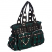 Grand sac punk-rock Tartan vert  bandoulire perfore - Banned