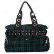 Grand sac punk-rock Tartan vert  bandoulire perfore - Banned