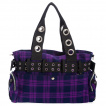 Grand sac punk-rock Tartan violet  bandoulire perfore - Banned