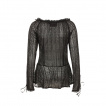 Haut gothique femme élégant transparent noir à manches lacées