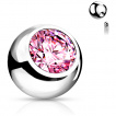 Boule de piercing en acier sertie - Rose