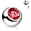 Boule de piercing en acier sertie - Rouge