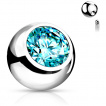 Boule de piercing en acier sertie - Bleu aqua