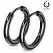 Boucles d'oreille créoles en acier plaqué IP - Noir