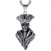 Pendentif acier  buste de capitaine pirate squelette