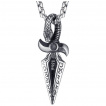 Pendentif acier en forme de dague à manche serpent