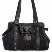 Sac à main gothique noir à motif floral, cranes et noeud chauve-souris - Banned