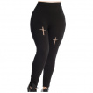 Pantalon leggings femme noir  croix latines ajoures - Banned