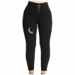 Pantalon leggings femme noir  lune ajoure et chat patch - Banned